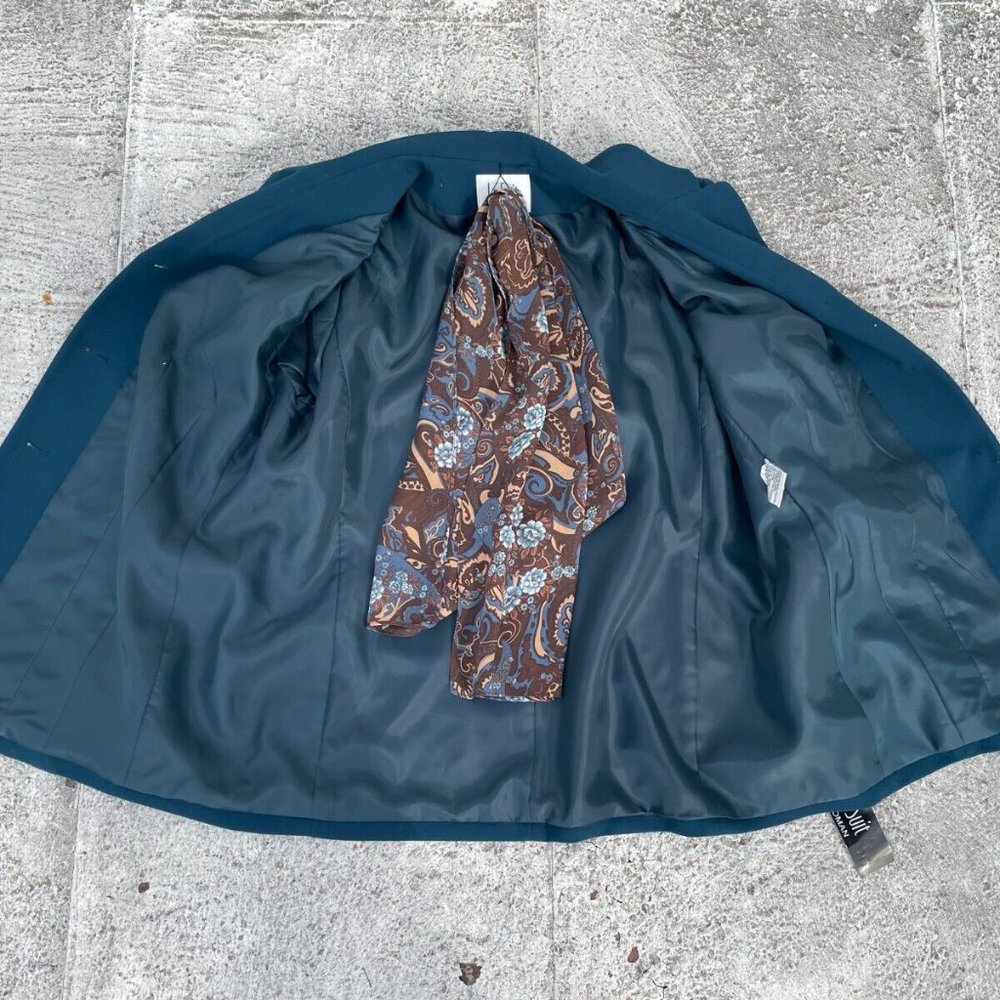 Le Suit Women Blazer Blue Coat Jacket With Scarf New w/ Tag Size 16 $240 - Picture 7 of 10